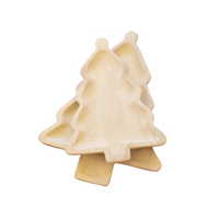 Wood Carved Christmas Tree Tray Set
