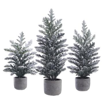 Potted Snowy Faux Pine Trees (Set of 3)