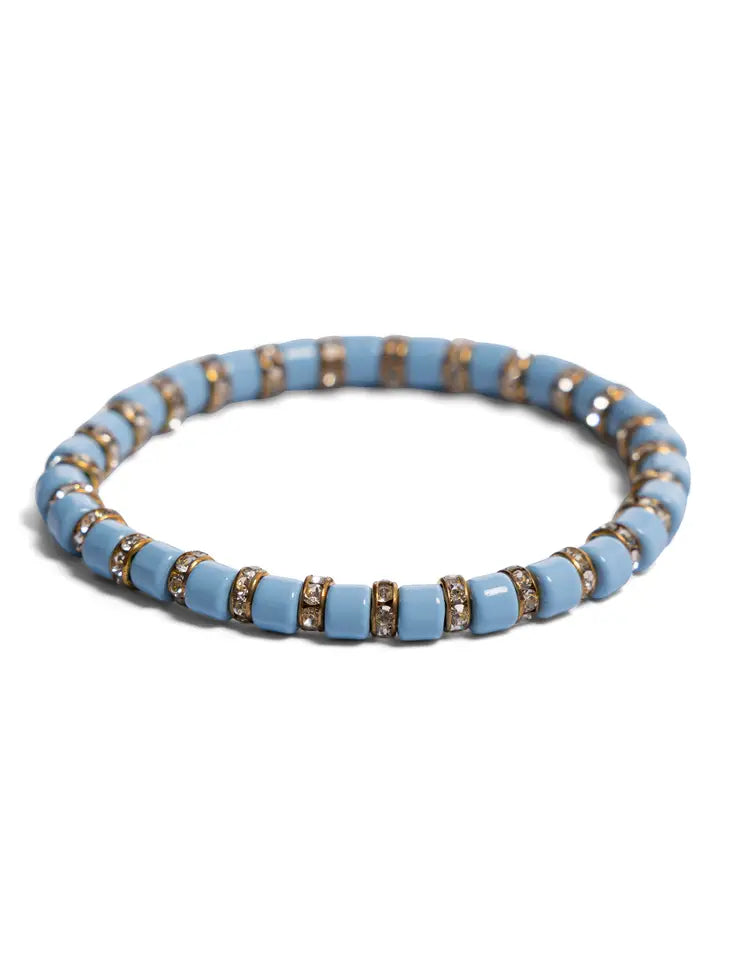 Daily Candy Dream In Color Enamel & Rhinestones Bracelet- Sky Blue