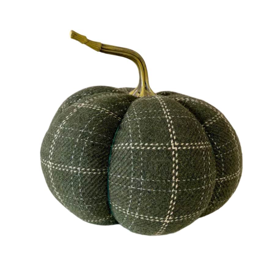 Green & Tan Plaid Pumpkin - Small