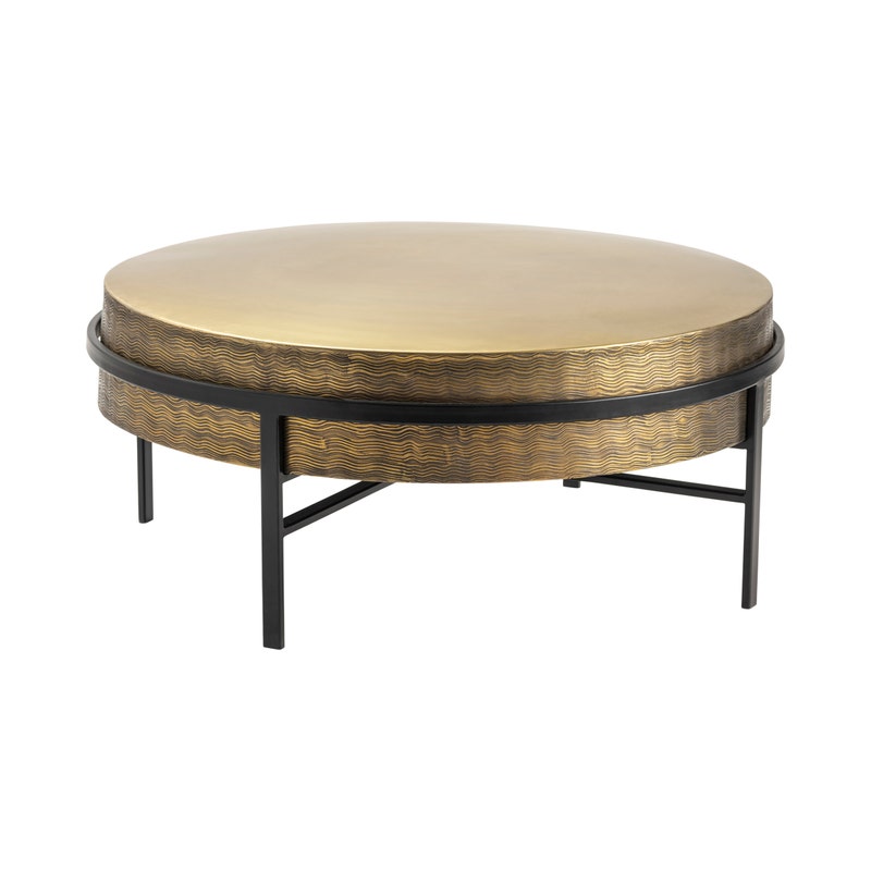 Textured Brass & Black Cocktail Table