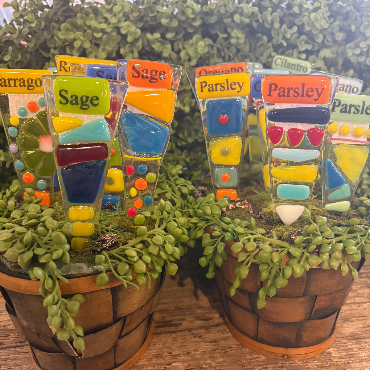 Assorted Glass Herb Markers