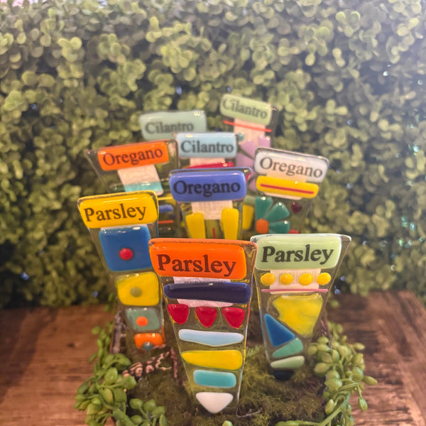 Assorted Glass Herb Markers