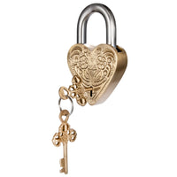 Embossed Brass Heart Shaped Lock w/ 2 Keys