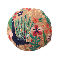 Indoor / Outdoor Pillow w/ Embroidered Peacock