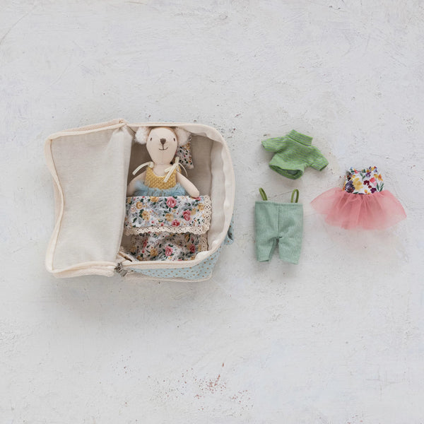 Plush Bear w/ Outfits & Fabric Suitcase Bed