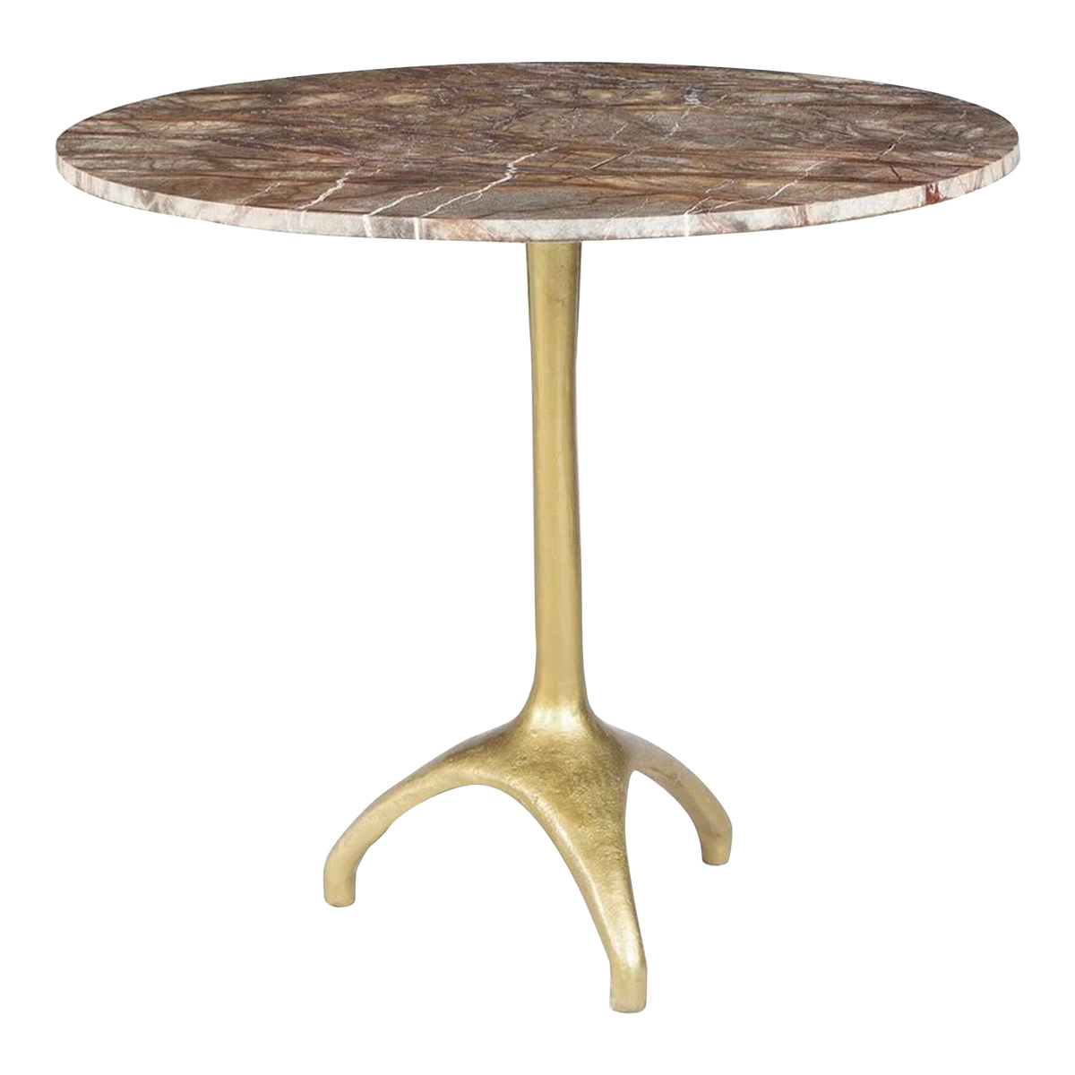 Brown Marble Cafe Table w/ Gold Base