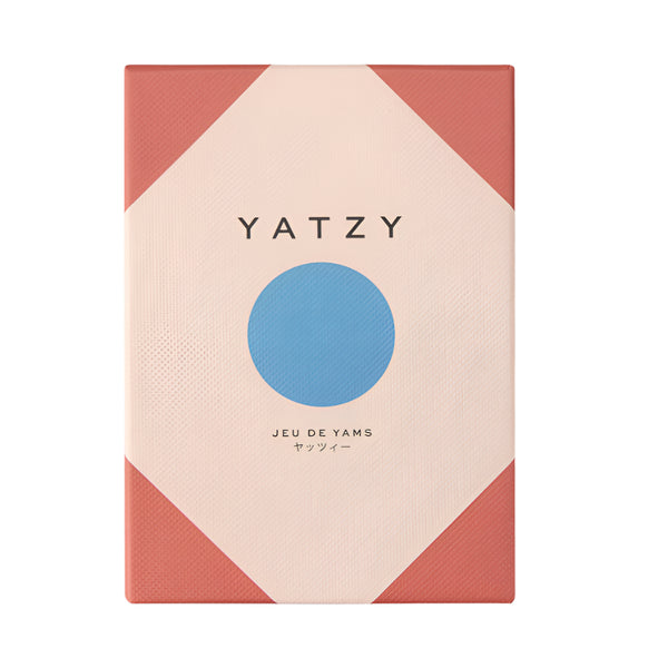 A board game set named 'Yatzy' with a predominantly beige and red packaging, featuring the name 'Yatzy' in bold letters on the front.
