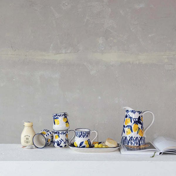 1-1/2 Quart Hand-Painted Stoneware Pitcher