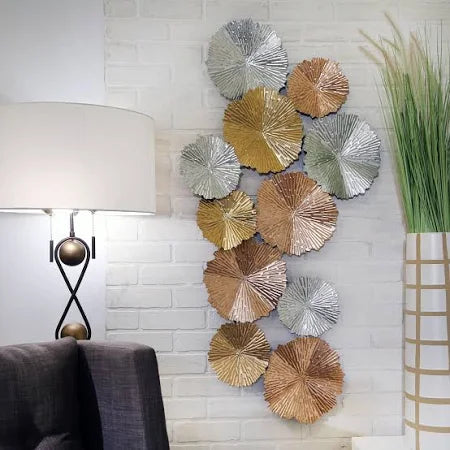 Sagebrook Home Textured Metal Lilypad Wall Art