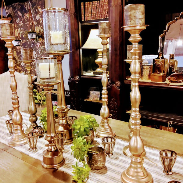 Matte Champagne Metal Candleholder