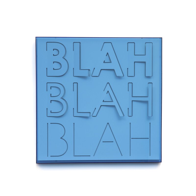Blue Lucite Wall Art | "Blah, Blah, Blah"